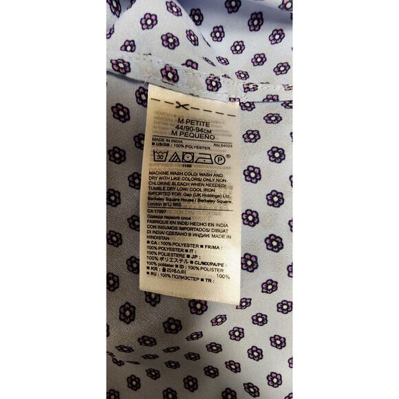 Banana Republic Women Long Sleeve Multicolor Blue Floral Blouse Shirt Size M - Picture 6 of 6